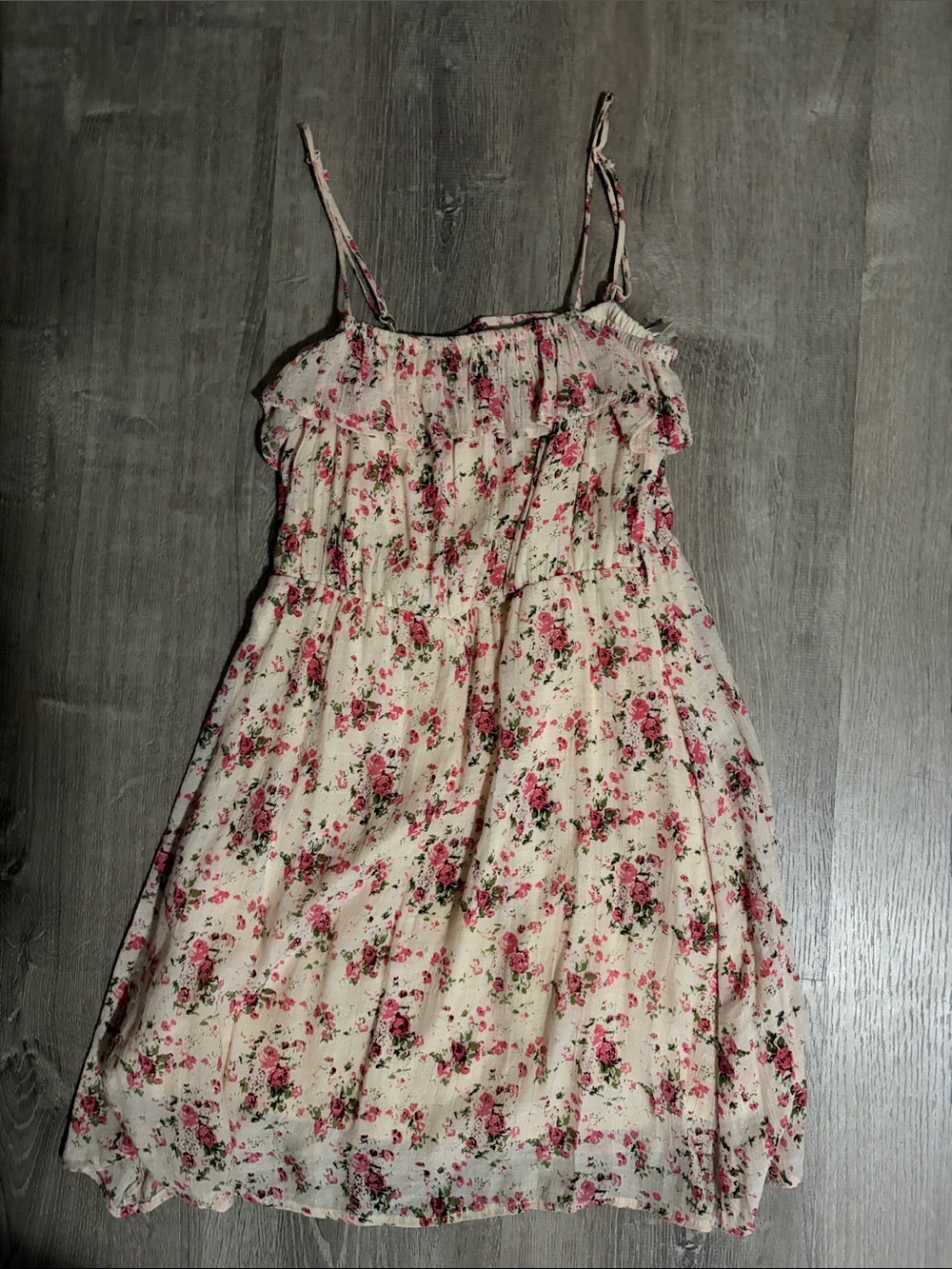 Papaya Cream Dress with Pink Floral Print